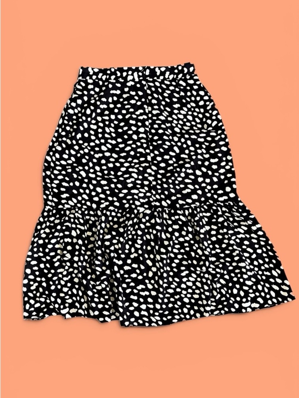 Pink Martini Black & White Spot Ruffle Midi Skirt